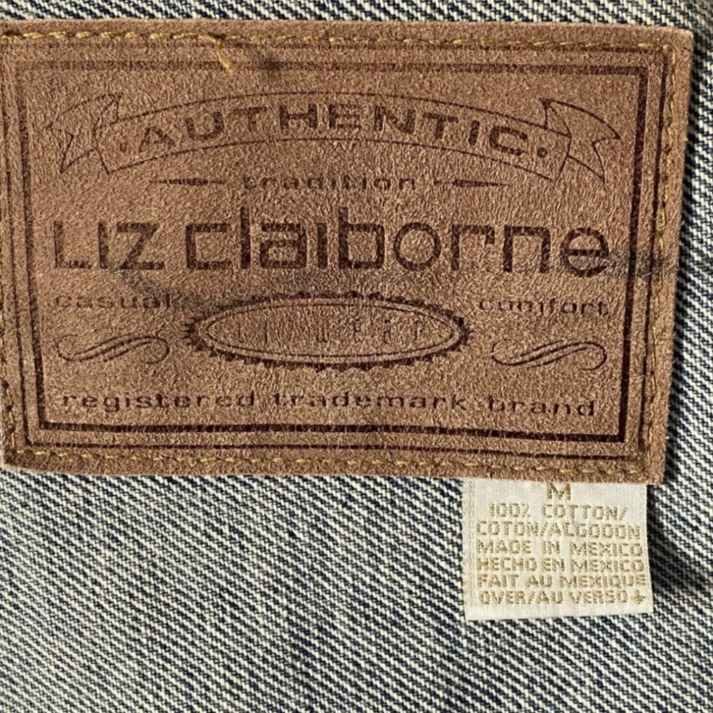 Liz Claiborne Authentic Classic Denim jacket 100% cotton M - Picture 2 of 15